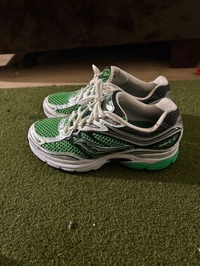 Saucony Green, White and Black Mesh Running Shoes
